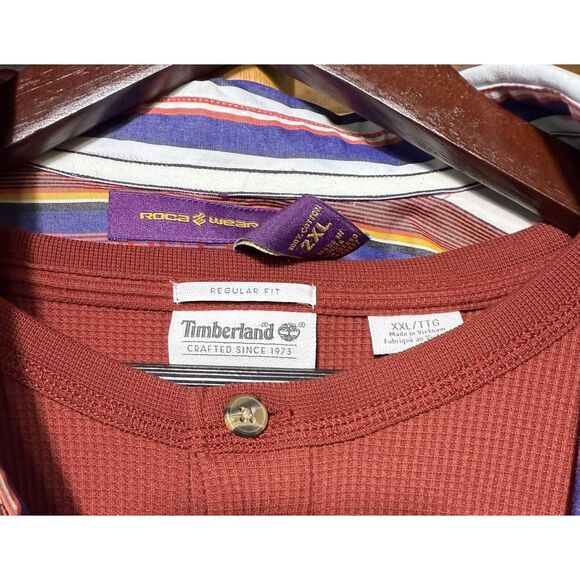 Y2K‎ RocaWear Button Down Striped Shirt & Timberland Thermal Long Sleeve Set XXL - Picture 3 of 9